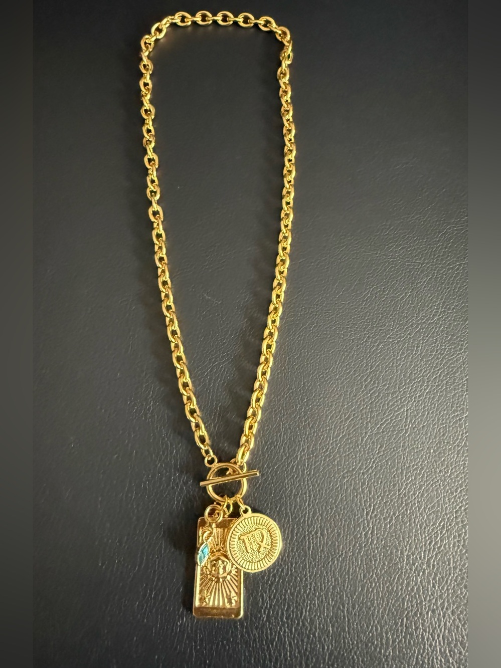 Zodiac Necklace Virgo up-cycled with sun charm and blue gem.